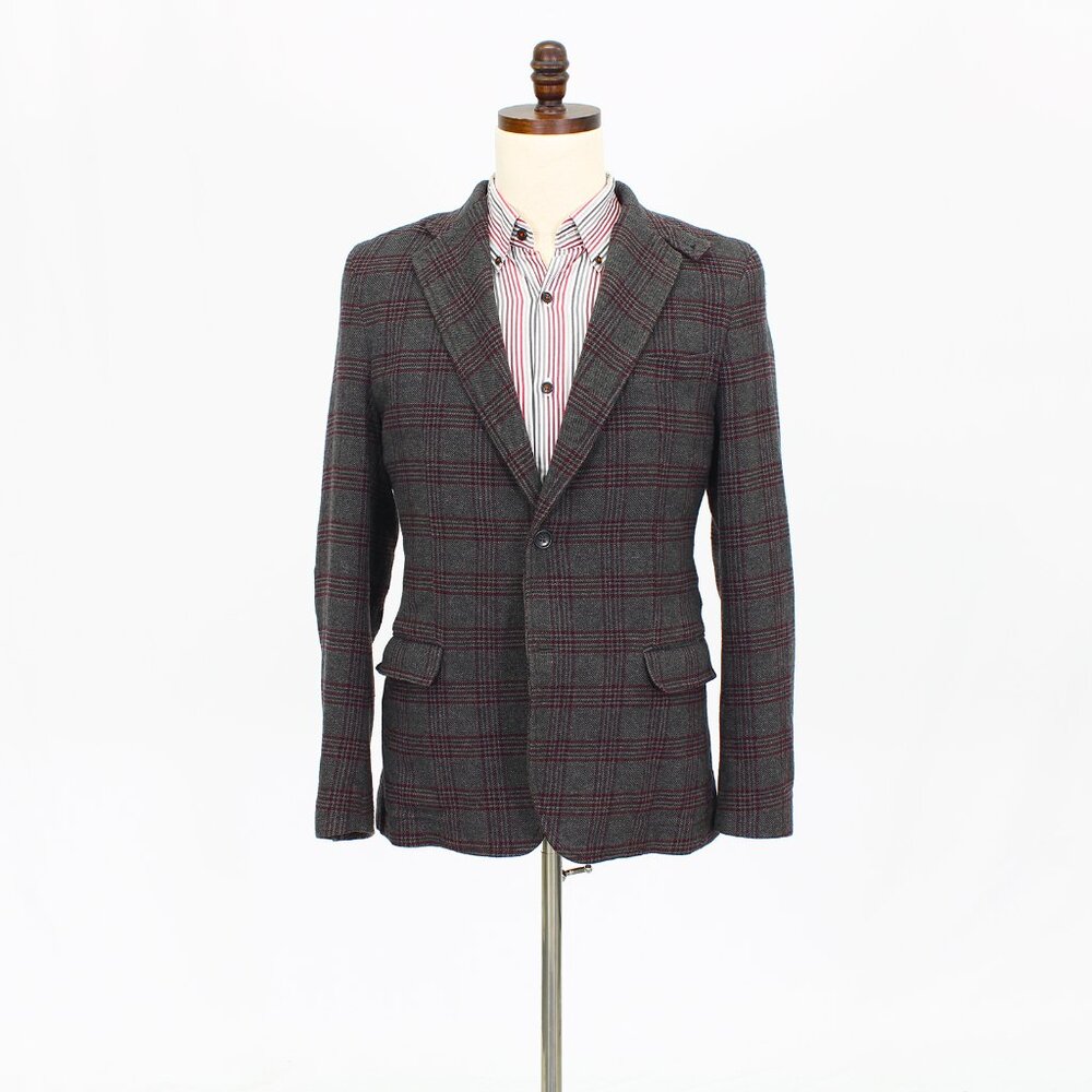 Banana Republic Gray and Red Plaid Blazer